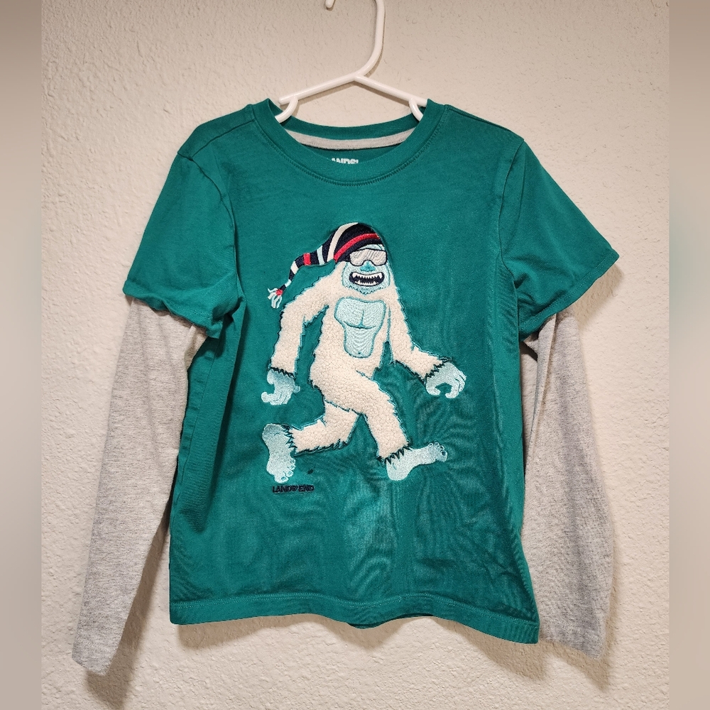 Kids Teal and Gray Yeti Long Sleeve Shirt